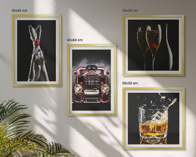 Composição de quadros Pernas de mulher rosa carro vinho