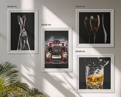 Composição de quadros Pernas de mulher rosa carro vinho
