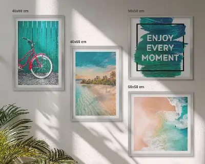 Políptico com moldura com inspiração em bicicletas e barcos marítimos