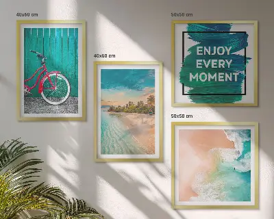 Políptico com moldura com inspiração em bicicletas e barcos marítimos
