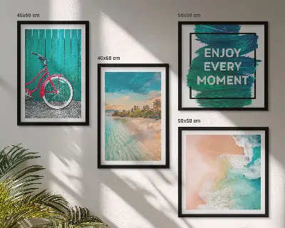Políptico com moldura com inspiração em bicicletas e barcos marítimos