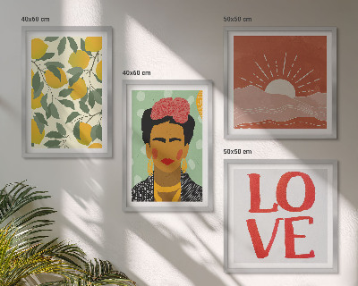 Composição de quadros Inscrição de limões, amor pela paisagem Frida
