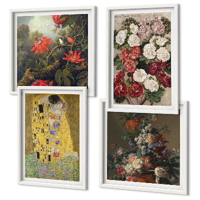 Conjunto de 4 quadros com moldura Flores da árvore, pintura de Klimt