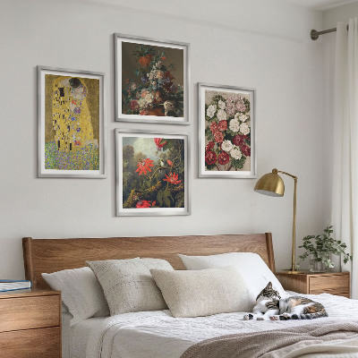 Conjunto de 4 quadros com moldura Flores da árvore, pintura de Klimt