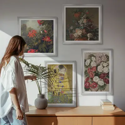 Conjunto de 4 quadros com moldura pintura Flores da árvore de Klimt