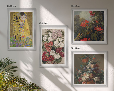 Conjunto de 4 quadros com moldura Flores da árvore, pintura de Klimt