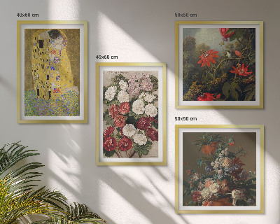Conjunto de 4 quadros com moldura Flores da árvore, pintura de Klimt