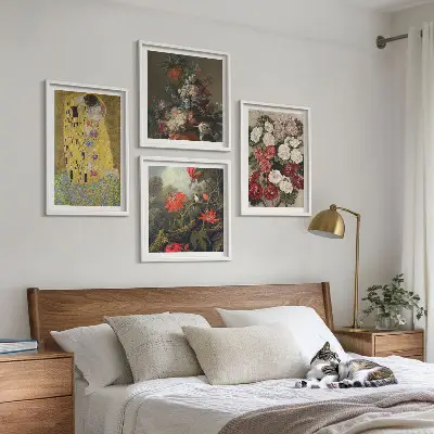 Conjunto de 4 quadros com moldura pintura Flores da árvore de Klimt