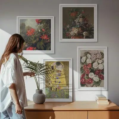 Conjunto de 4 quadros com moldura pintura Flores da árvore de Klimt