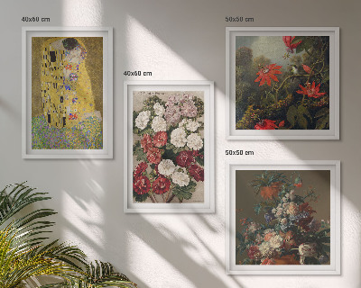 Conjunto de 4 quadros com moldura Flores da árvore, pintura de Klimt