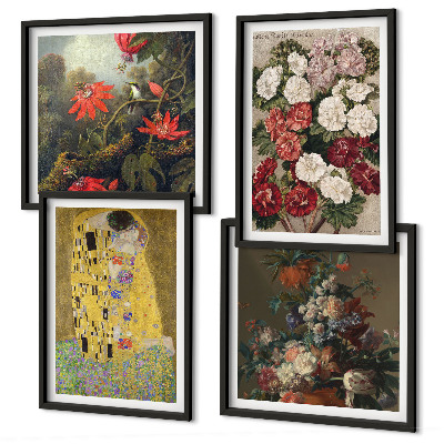 Conjunto de 4 quadros com moldura Flores da árvore, pintura de Klimt