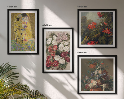 Conjunto de 4 quadros com moldura Flores da árvore, pintura de Klimt