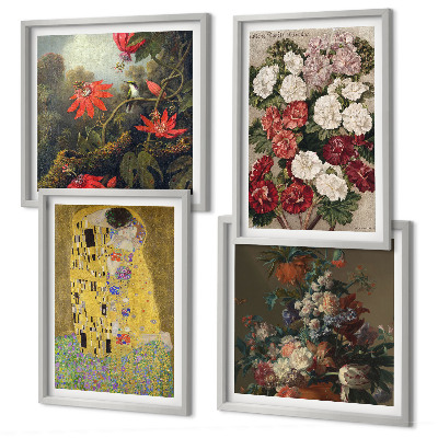 Conjunto de 4 quadros com moldura Flores da árvore, pintura de Klimt