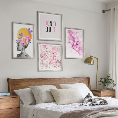 Composição de quadros Retrato abstrato de uma mulher com flores
