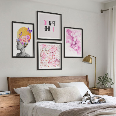 Composição de quadros Retrato abstrato de uma mulher com flores