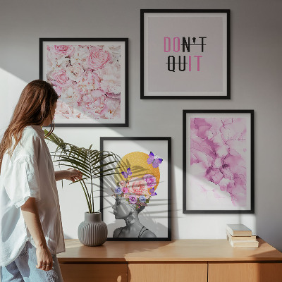 Composição de quadros Retrato abstrato de uma mulher com flores