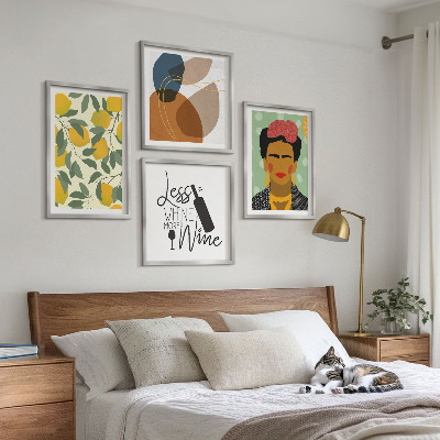 Políptico com moldura Retrato de Frida com vinho de limão