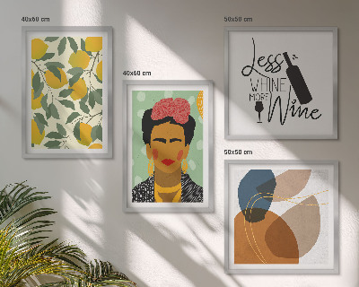 Políptico com moldura Retrato de Frida com vinho de limão