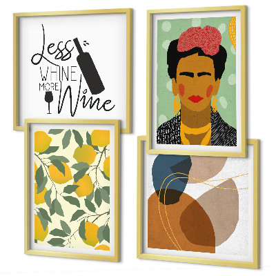 Políptico com moldura Retrato de Frida com vinho de limão