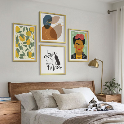 Políptico com moldura Retrato de Frida com vinho de limão