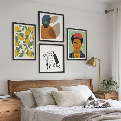 Políptico com moldura Retrato de Frida com vinho de limão