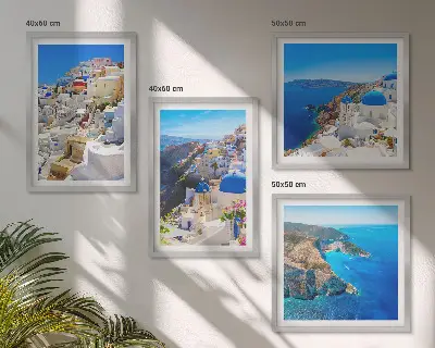 Políptico com moldura paisagem arquitetônica de Oia em Santorini na Grécia