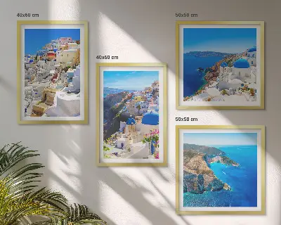 Políptico com moldura paisagem arquitetônica de Oia em Santorini na Grécia