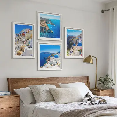 Políptico com moldura paisagem arquitetônica de Oia em Santorini na Grécia