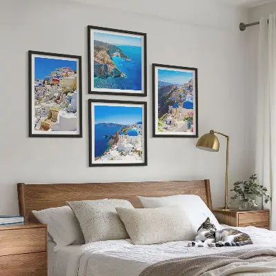 Políptico com moldura paisagem arquitetônica de Oia em Santorini na Grécia