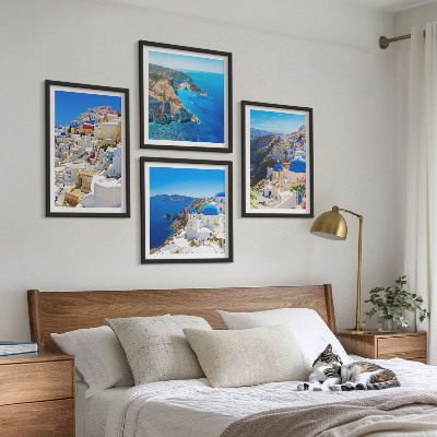 Políptico com moldura Paisagem arquitetônica de Oia, Santorini, Grécia