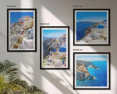 Políptico com moldura paisagem arquitetônica de Oia em Santorini na Grécia