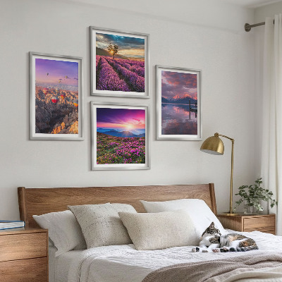 Composição de quadros Pôr do sol nos campos de lavanda