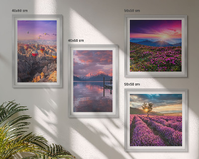Composição de quadros Pôr do sol nos campos de lavanda