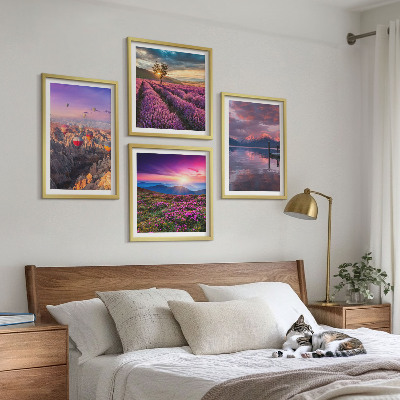 Composição de quadros Pôr do sol nos campos de lavanda