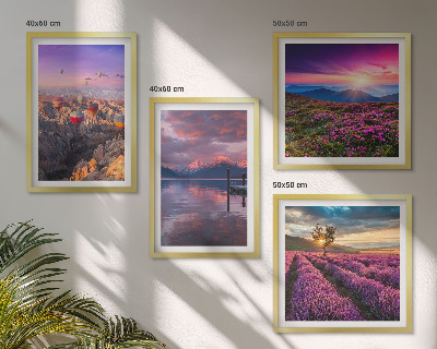 Composição de quadros Pôr do sol nos campos de lavanda