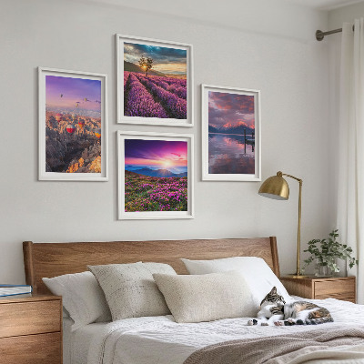 Composição de quadros Pôr do sol nos campos de lavanda