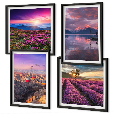 Composição de quadros Pôr do sol nos campos de lavanda