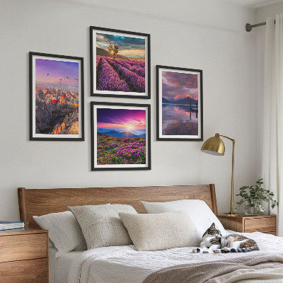 Composição de quadros Pôr do sol nos campos de lavanda