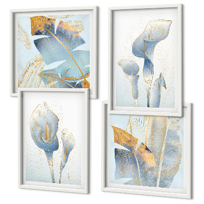 Composição de quadros Flores azuis no fundo