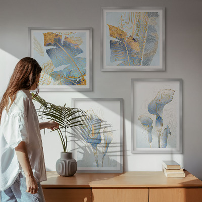 Composição de quadros Flores azuis no fundo