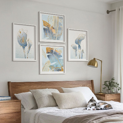 Composição de quadros Flores azuis no fundo