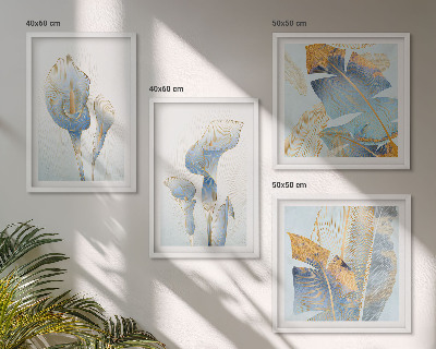 Composição de quadros Flores azuis no fundo