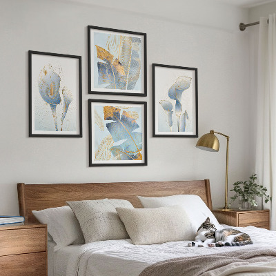 Composição de quadros Flores azuis no fundo