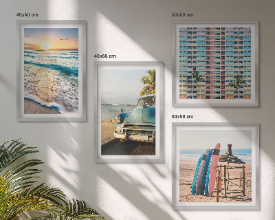 Conjunto de 4 quadros com moldura Vistas do pôr do sol em Miami