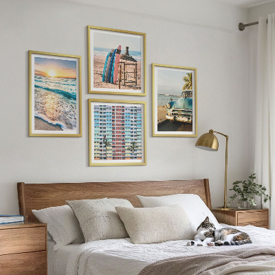 Conjunto de 4 quadros com moldura Vistas do pôr do sol em Miami