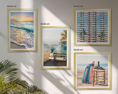 Conjunto de 4 quadros com moldura Vistas do pôr do sol em Miami