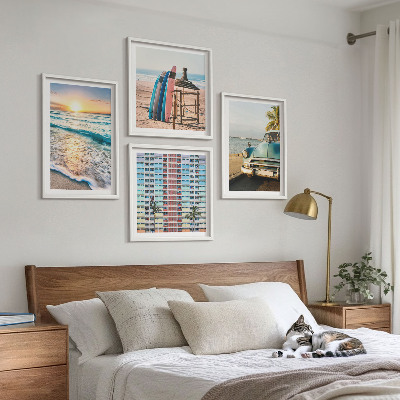 Conjunto de 4 quadros com moldura Vistas do pôr do sol em Miami