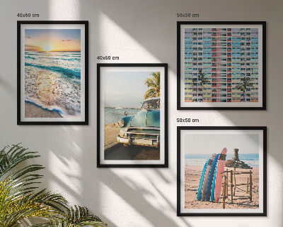Conjunto de 4 quadros com moldura Vistas do pôr do sol em Miami
