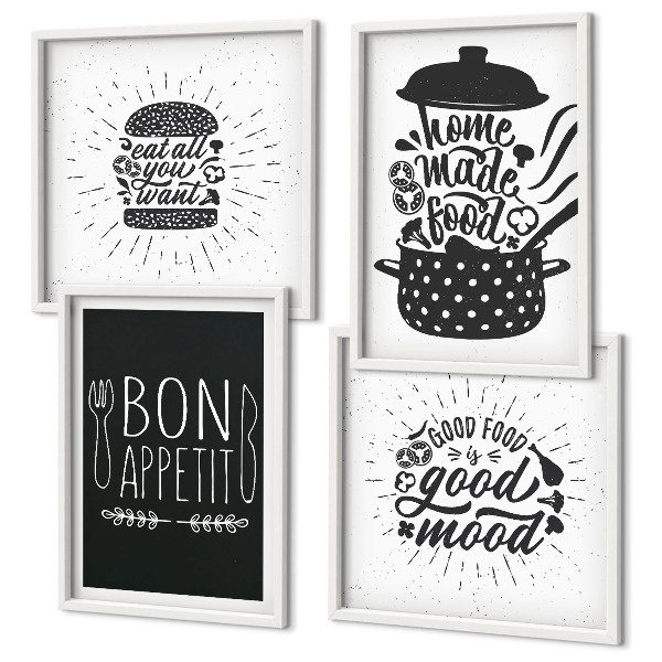Políptico com moldura Gráficos, comida, slogans culinários