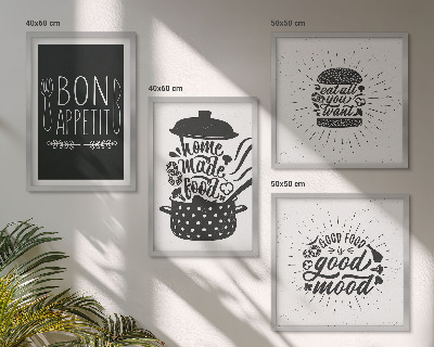 Políptico com moldura Gráficos, comida, slogans culinários